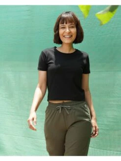 Blissclub Women Black The Last Tee - Crop Which Retains Shape And Colour