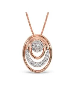 Candere By Kalyan Jewellers 18K Rose Gold BIS Hallmark & Cubic Zirconia Myra Oval Pendant For Women