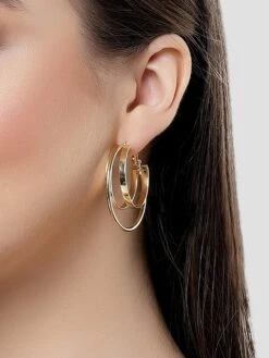 Karatcart Women Gold Plated Contemporary Hoop Earrings