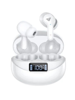 FUR JADEN AirJams Pro Bluetooth 5.1 Wireless Earbuds Dual Mics 40H Playtime IPX5 - White