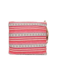 Astrid Pink Striped Woven Makeup-Travel Pouch With Tassels -Gemischtwarenladen Für Damenmode 582d8deASTD0496 8