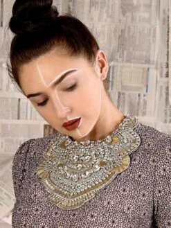 Odette Heavily Embellished Rhinestones Royal Plastron Necklace