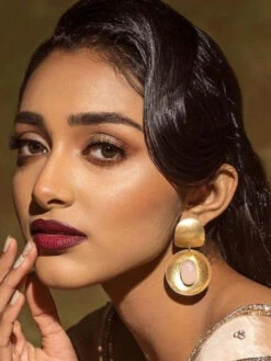 Johori Designer Gold Plated Light Pink Earring