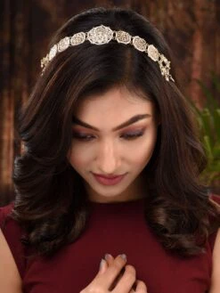 Saraf RS Jewellery Gold Plated Kundan Studded Traditional White Stone Bridal/Party Look Matha Patti