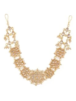 Saraf RS Jewellery Gold Plated Kundan Studded Traditional White Stone Bridal/Party Look Matha Patti -Gemischtwarenladen Für Damenmode 5f6aeacNF SARAF00000713 4