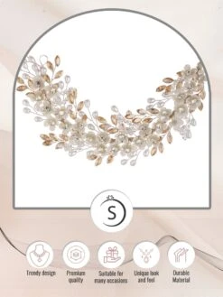 Saraf RS Jewellery Gold Toned Off White Floral Pearl Embellished Hair Styling Tiara -Gemischtwarenladen Für Damenmode 5f6aeacNF SARAF00000721 3