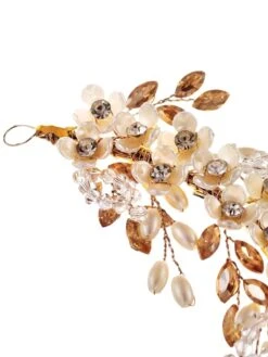 Saraf RS Jewellery Gold Toned Off White Floral Pearl Embellished Hair Styling Tiara -Gemischtwarenladen Für Damenmode 5f6aeacNF SARAF00000721 8