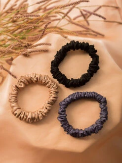 Spotstyl Pure Silk Glam Night Skinny Scrunchies - Pack Of 3