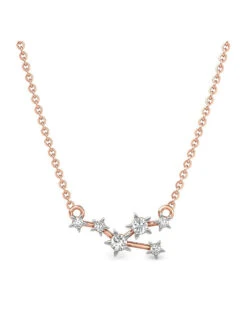 Candere By Kalyan Jewellers 14Kt Rose Gold And Diamond Taurus Zodiac Necklace