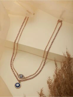 Jazz And Sizzle Gold-Plated Blue Evil Eye Pendant Layered Necklace -Gemischtwarenladen Für Damenmode 70a7471WJ JS23 NL0008 3