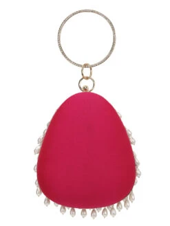 Anekaant Dangle Fuchsia And Off White Satin Pearl Embellished Clutch -Gemischtwarenladen Für Damenmode 758b0e0ADCL2258C 3