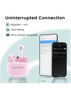 Ambrane NeoBuds 33 True Wireless Earbuds TWS With 19 Hours Total Playtime, IPX4 Waterproof Pink -Gemischtwarenladen Für Damenmode 7bc2f97A NeoBuds 33 Pink 5