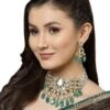 Dugran By Dugristyle Green And Gold Necklace With Earring Jewellery Set With Kundan And Pearls -Gemischtwarenladen Für Damenmode 7bfc0ceDGNHE23004 1