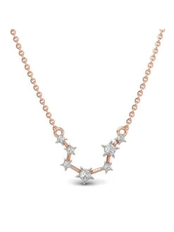 Candere By Kalyan Jewellers 18Kt Rose Gold And Diamond Aquarius Zodiac Necklace