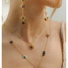 ZARIIN 22Kt Gold Plated Multi Stone Healing Layered Pendants Necklace -Gemischtwarenladen Für Damenmode 8480e24BLN657M 1