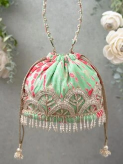 AMYRA Mint Green Shibori Potli Bag