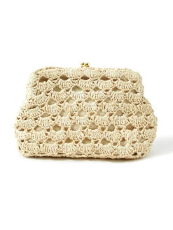 Accessorize London Women's Faux Leather Raffia Clutch