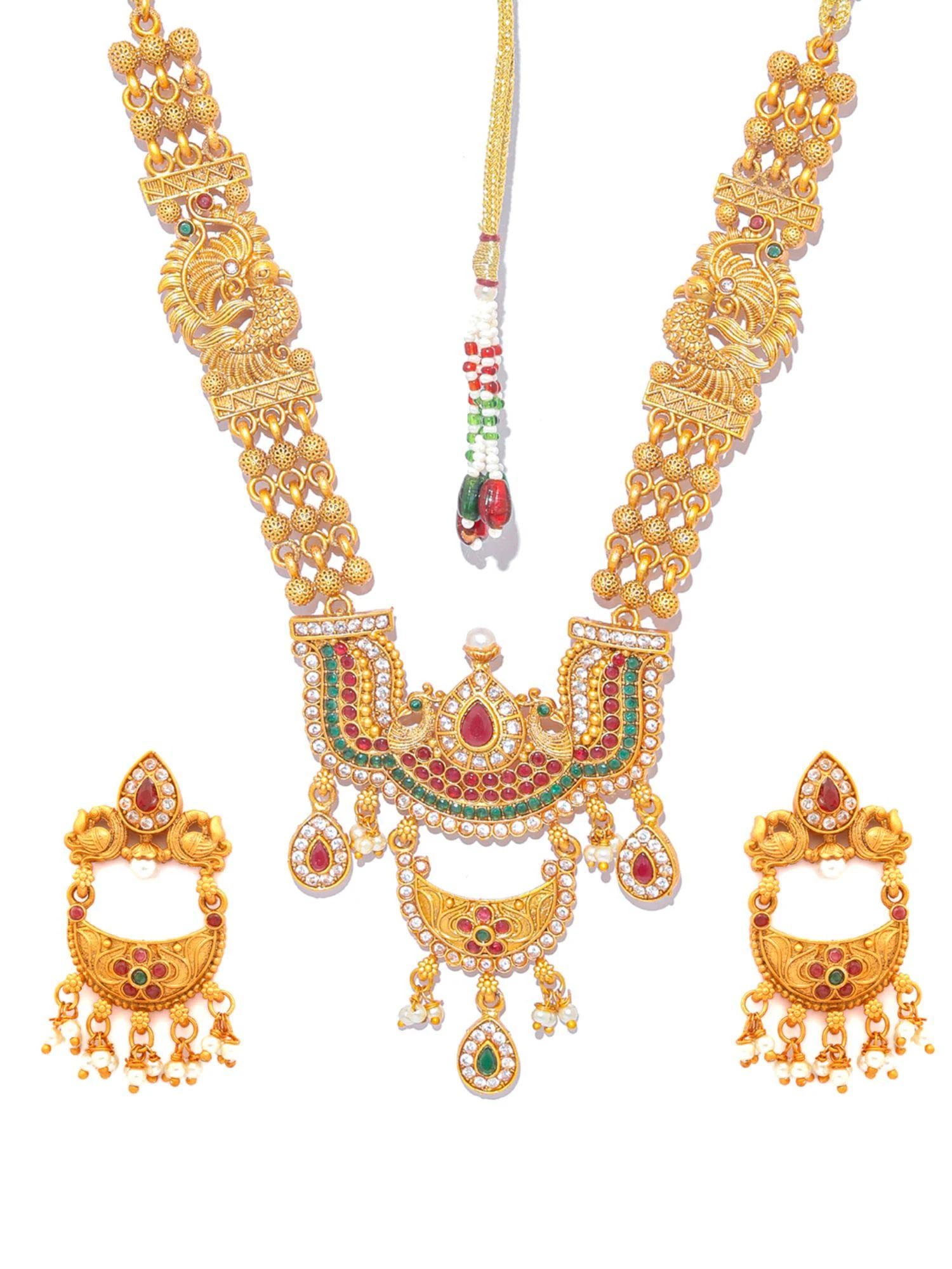 Priyaasi Traditional Gold Plated Real Kemp Temple Jewelley Set 5 Priyaasi Traditional Gold Plated Real Kemp Temple Jewelley Set – Bild 3