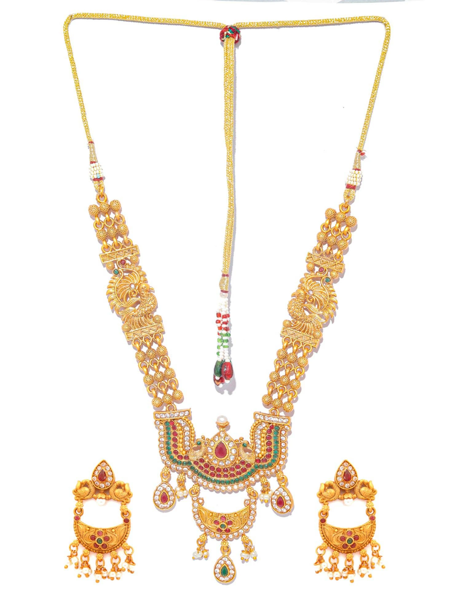 Priyaasi Traditional Gold Plated Real Kemp Temple Jewelley Set 6 Priyaasi Traditional Gold Plated Real Kemp Temple Jewelley Set – Bild 4