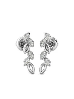 Candere By Kalyan Jewellers 18K BIS Hallmark White Gold And I2GH Diamond Earrings