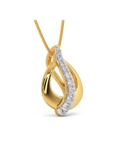 Candere By Kalyan Jewellers 14K BIS Hallmark & Cubic Zirconia Wavy Pear Pendant For Women -Gemischtwarenladen Für Damenmode 8f6ef00MPMKD0662 14K YG 3