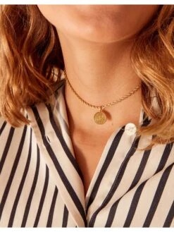 Accessorize London Real Gold Plated Gold Z Modern Heirloom Rope Chain Coin Choker Necklace