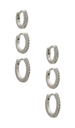 By Adina Eden Triple Pav Huggie Earring Set