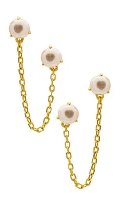 By Adina Eden Double Pearl Chain Earring
