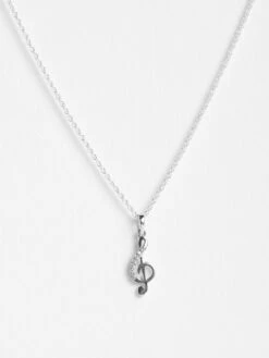 CLARA Silver Rhodium Plated Swiss Zirconia Music Pendant Chain Necklace For Women & Girls -Gemischtwarenladen Für Damenmode 92e0059CLR CSP161 5
