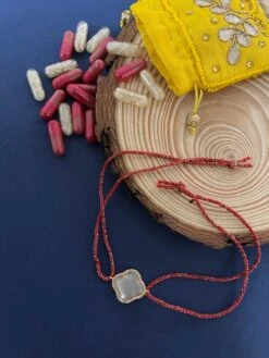 Digital Dress Room Beautiful American Diamond Flower Rakhi Red Thread