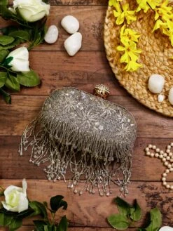 SWISNI Grey SATIN Clutches SWIS-801