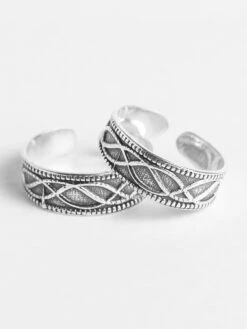 CLARA 925 Silver Size Adjustable Oxidised Irka Toe Rings Pair Gift For Women And Girls -Gemischtwarenladen Für Damenmode 99fb059CLR CSTR18 5