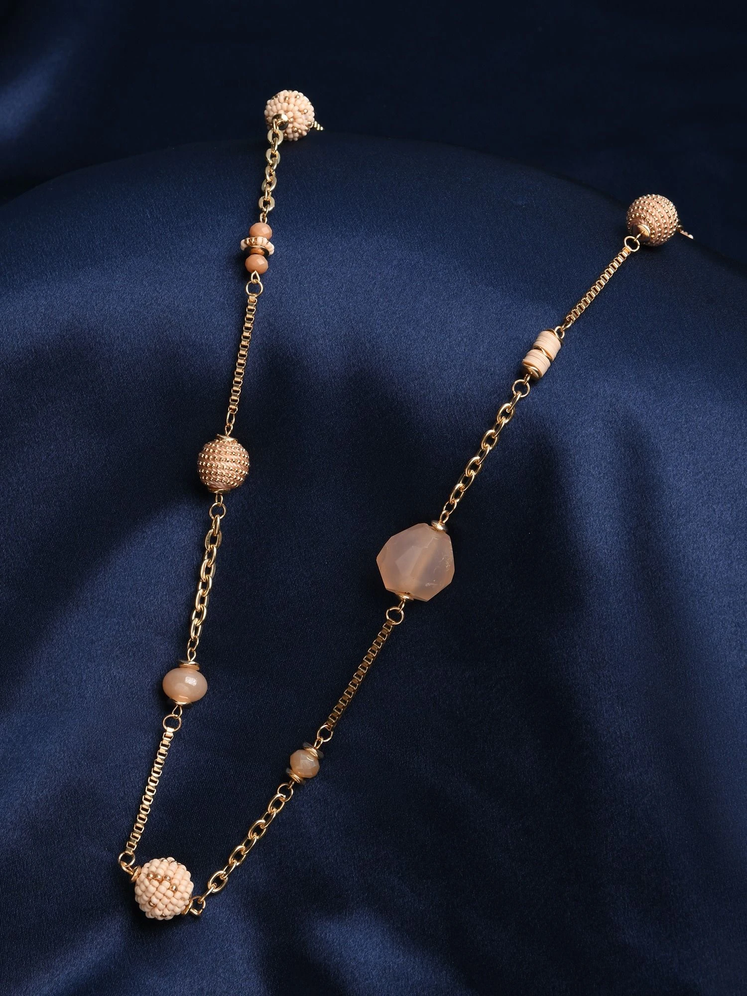 ToniQ Stylish Gold Plated Pink Beaded Long Necklace For Women 4 ToniQ Stylish Gold Plated Pink Beaded Long Necklace For Women – Bild 2