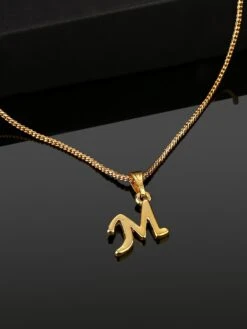 Estele Valentine Gift - Gold Plated Initial M Letter Pendant For Women