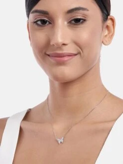 Zavya Butterfly Cz 925 Sterling Silver Necklace