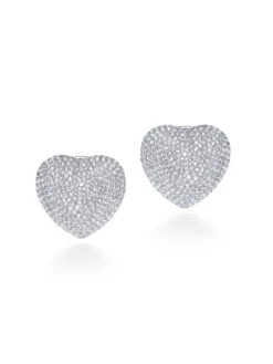 Kaj Fine Jewellery Classic Rose Cut Diamond Heart Studs In 18KT White Gold