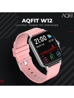AQFiT W12 1.69 Inch (4.29 Cm) Integrated Health Check Smartwatch - For Men And Women (Pink)