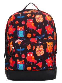 Anekaant Artsy Black And Multicoloured Cotton Polyester Backpack
