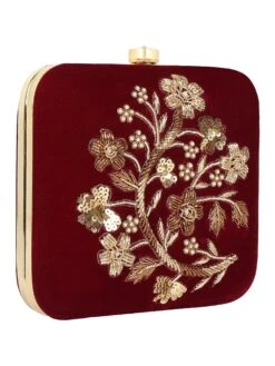 Anekaant Vista Maroon Embellished Clutch -Gemischtwarenladen Für Damenmode adcl2141a 3