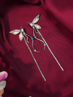 Niscka Butterfly Wings Dangle Charm Earrings
