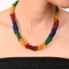 Ratnavali Jewels Five Layer Twisted Multi-Color Real Red Green Blue Onyx Stone Beads Necklace -Gemischtwarenladen Für Damenmode af07571RV5058M 1
