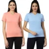 Omtex KD V Neck Sports,Activewear T-shirt For Women Peach-SkyBlue (Pack Of 2) -Gemischtwarenladen Für Damenmode b625e63KD VNck T Shrt Peach SkyBlu 1