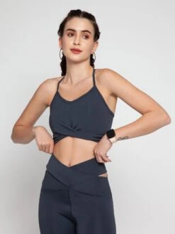 Cava Athleisure Midnight Blue Twist Sports Bra