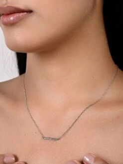 March By FableStreet Studded Bar Sterling Silver Necklace