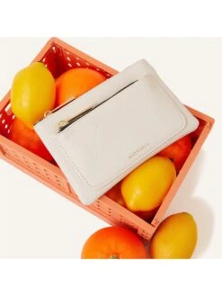 Accessorize London Women Faux Leather White Double Zip Coin Purse