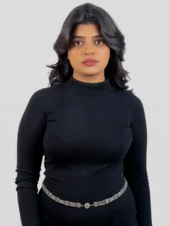 Creyonsbymansi Silver Diamond Bead Waist Saree Belt