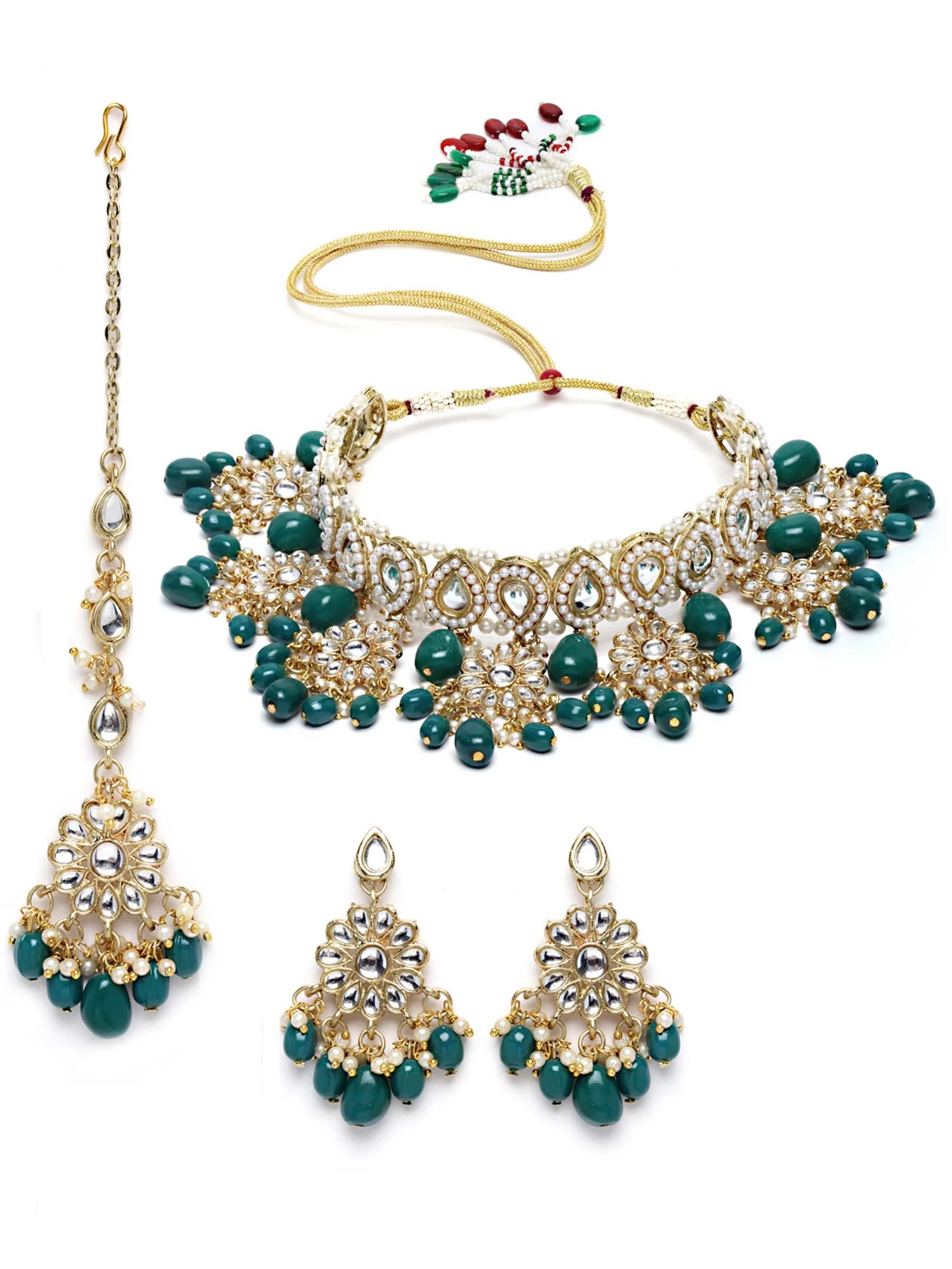 Karatcart Gold Plated Green Tumble Choker Necklace (Set Of 3) 6 Karatcart Gold Plated Green Tumble Choker Necklace (Set Of 3) – Bild 4