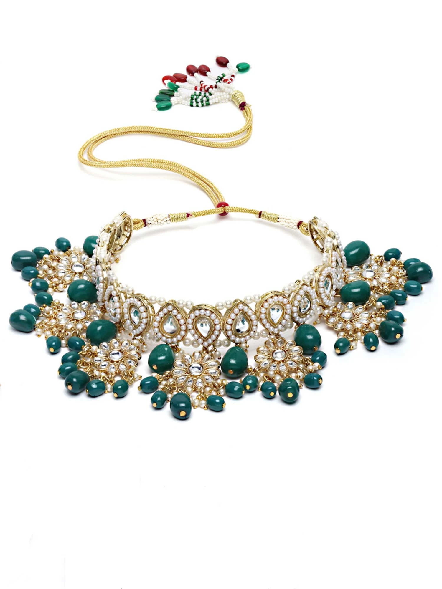 Karatcart Gold Plated Green Tumble Choker Necklace (Set Of 3) 7 Karatcart Gold Plated Green Tumble Choker Necklace (Set Of 3) – Bild 5