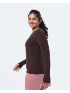 Blissclub Women Brown The Breezy Thumbhole Top Full Sleeves With Thumbhole -Gemischtwarenladen Für Damenmode befd281187 2