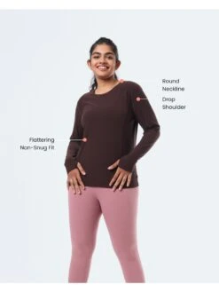 Blissclub Women Brown The Breezy Thumbhole Top Full Sleeves With Thumbhole -Gemischtwarenladen Für Damenmode befd281187 6